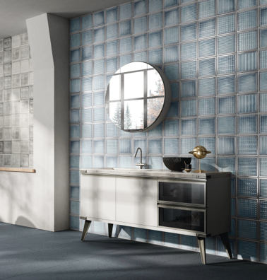 modernes Badezimmer mit Wand aus Glasbausteinen | Fliesenbroschüre | Bauzentrum Zillinger