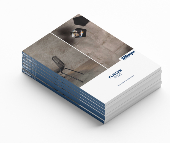 Stapel Fliesen-Kompetenz-Broschüren 2022 | Bauzentrum Zillinger