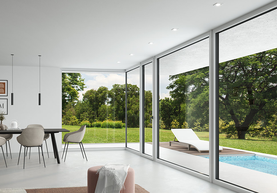 Weitläufige Kunststoff-Fenster in Haus mit Pool | Fenster | Bauzentrum Zillinger