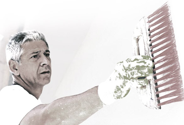 Mann mit Malerpinsel | Hasit Trockenmörtel Preisliste | Downloads | Bauzentrum Zillinger